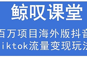 鲸叹号·海外TIKTOK训练营，百万项目海外版抖音tiktok流量变现玩法