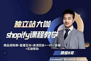 跨境B哥shopify训练营:独立站运营+Facebook广告投放课价值6980元