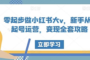 零起步做小红书大v,新手从0起号运营,变现全套攻略