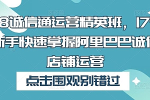 1688诚信通运营精英班,17节课让新手快速掌握阿里巴巴诚信通店铺运营