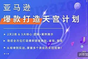 亚马逊爆款打造天宫计划,5大核心逻辑+案例展示,助你全方位打造爆款链接高效、省钱、稳定