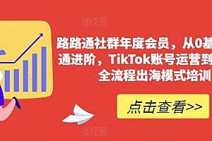 路路通社群年度会员,从0基础到精通进阶,TikTok账号运营到变现的全流程出海模式培训