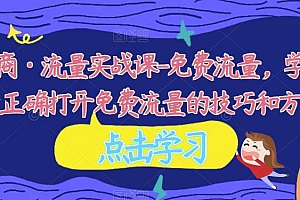 淘猫电商·流量实战课-免费流量,学会可收获正确打开免费流量的技巧和方法