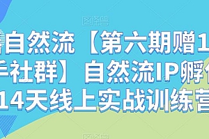 瑶瑶自然流【第六期赠1年孵化手社群】自然流IP孵化手「14天线上实战训练营」
