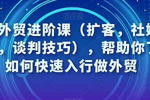 凤姐外贸进阶课(扩客,社媒,沟通,谈判技巧),帮助你了解如何快速入行做外贸