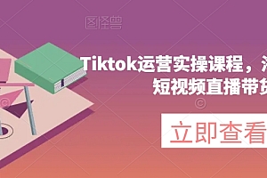 Tiktok运营实操课程,海外版抖音短视频直播带货