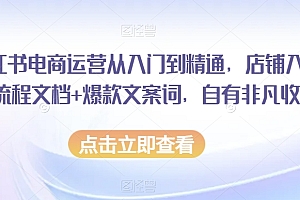 小红书电商运营从入门到精通,店铺入住全流程文档+爆款文案词,自有非凡收获
