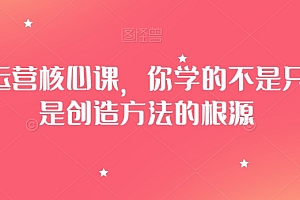 淘系运营核心课,你学的不是只方法是创造方法的根源
