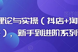 电商理论与实操(抖店+淘系+拼多多),新手到进阶系列课程